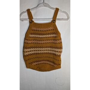 Bebe Organic Unisex Knit Wilder Striped Romper 6 Months Wheat Sustainable